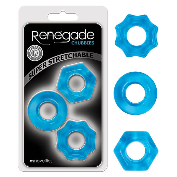Renegade Chubbies Blue Cock Rings Set Of 3