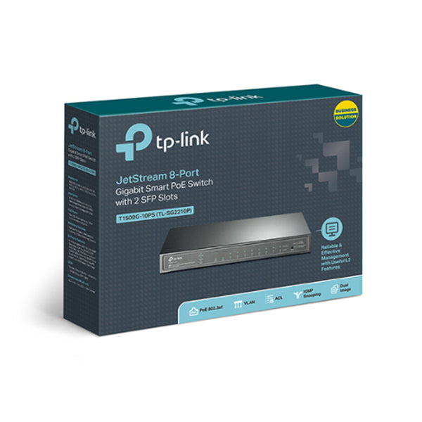 Tp-Link Tl-Sg2210P 8-Port Gigabit Smart Poe Switch With 2 Sfp Slots