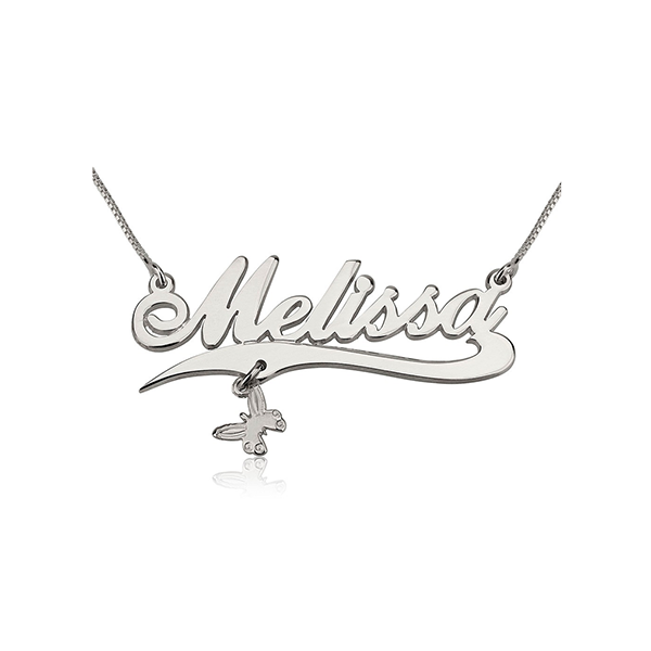 Name Necklace With Line And Charm