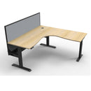 Natural Oak And Black Corner Workstation With Screen And Cable Tray