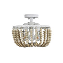 Natural Wooden Beaded Close To Ceiling Light