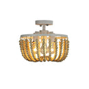 Natural Wooden Beaded Close To Ceiling Light