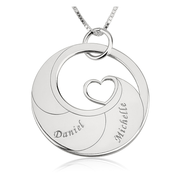 Mothers Heart Necklace With Engraved Names