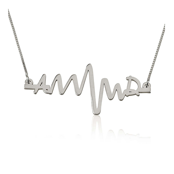 Two Initials Heartbeat Necklace