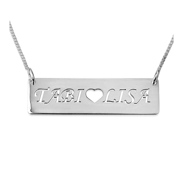 Bar Necklace With Two Cut Out Names