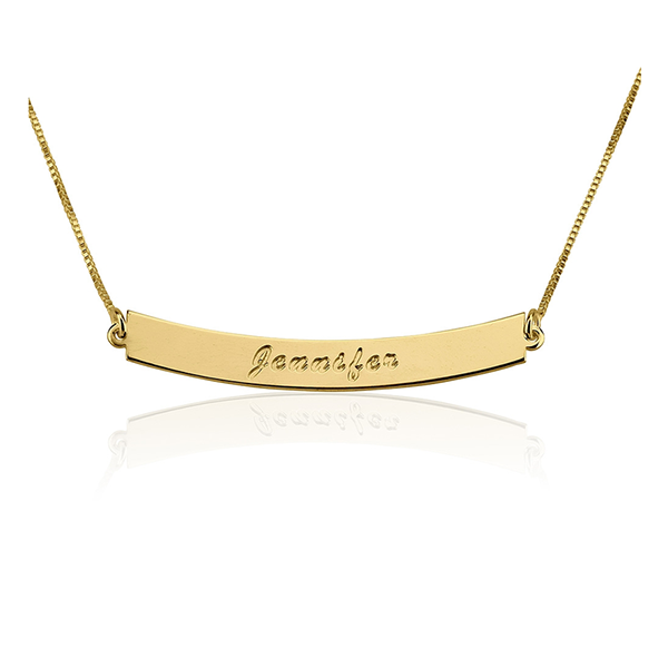 Curved Bar Necklace with Name