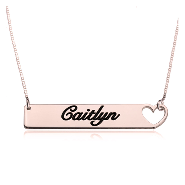 Cut Out Heart Bar Necklace