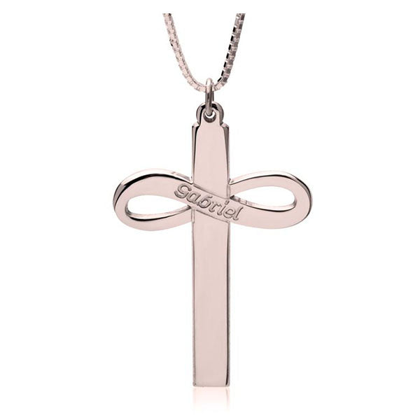 Infinity Cross Necklace With Name