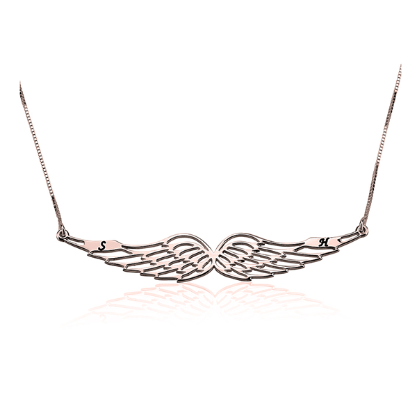 Angel Wing Necklace with Initials