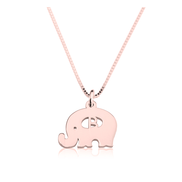 Elephant Initial Necklace