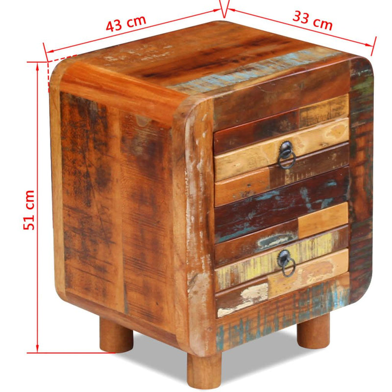 Night Cabinet Solid Reclaimed Wood 43 x 33 x 51 Cm