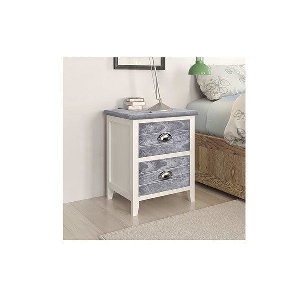 Nightstand Grey And White Paulownia Wood