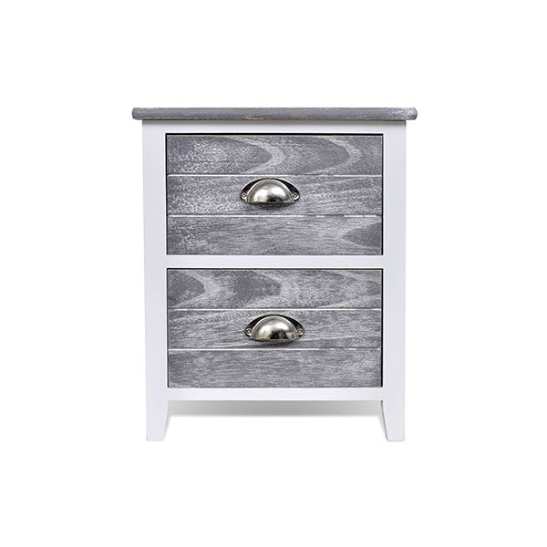 Nightstand Grey And White Paulownia Wood