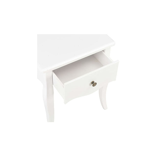 Nightstand White Solid Pine Wood