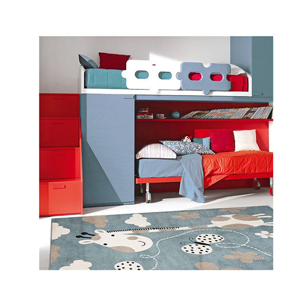 Non Shedding Kidszoo Blue Rug