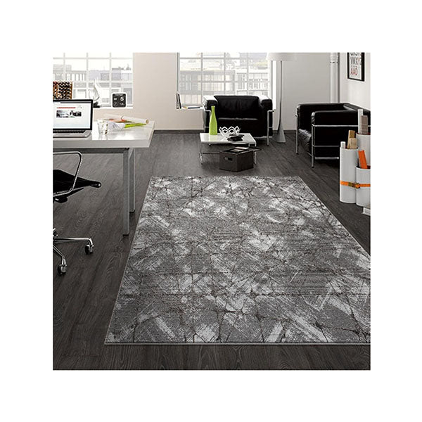 Non Shedding Lotus Grey Contemporary Rug