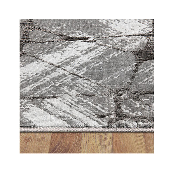 Non Shedding Lotus Grey Contemporary Rug