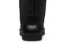 Outback Ugg Boots Long Classic - Premium Double Face Sheepskin (Black, Size 8M / 9W US)