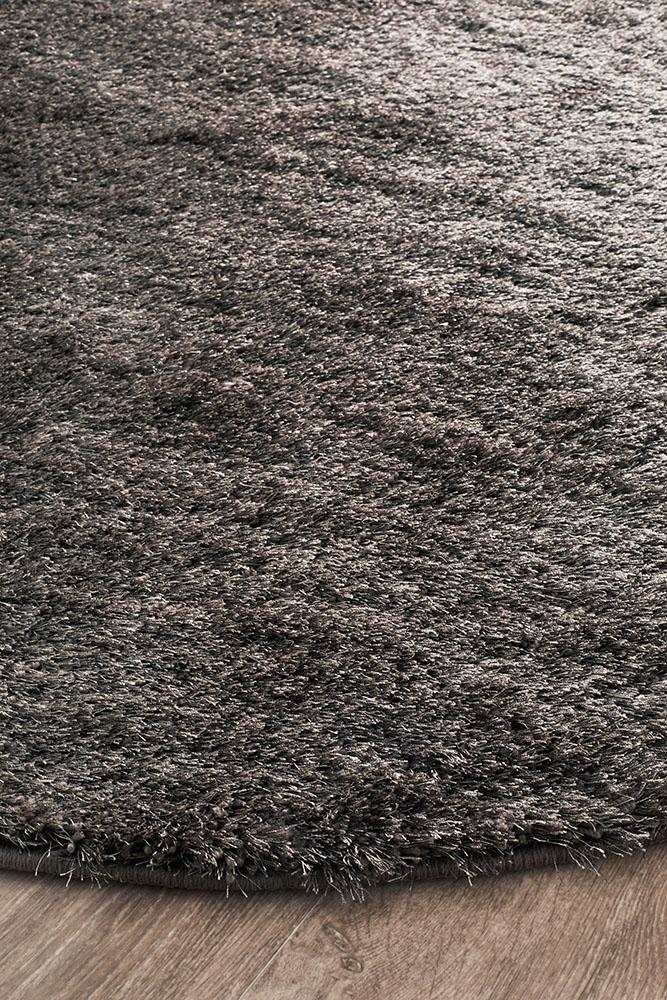 Oslo Round Shag Ash Brown Rug