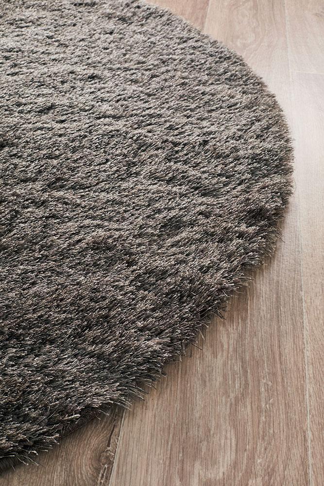 Oslo Round Shag Ash Brown Rug