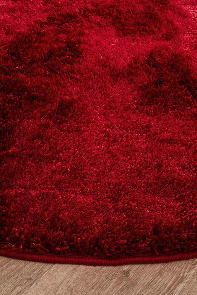 Oslo Round Shag Red Rug