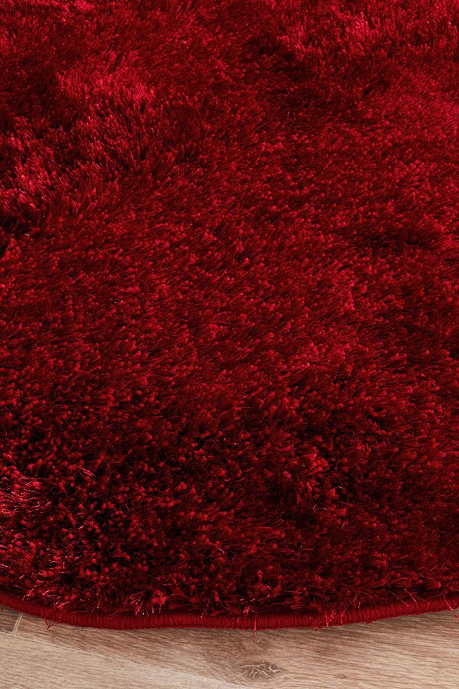 Oslo Round Shag Red Rug