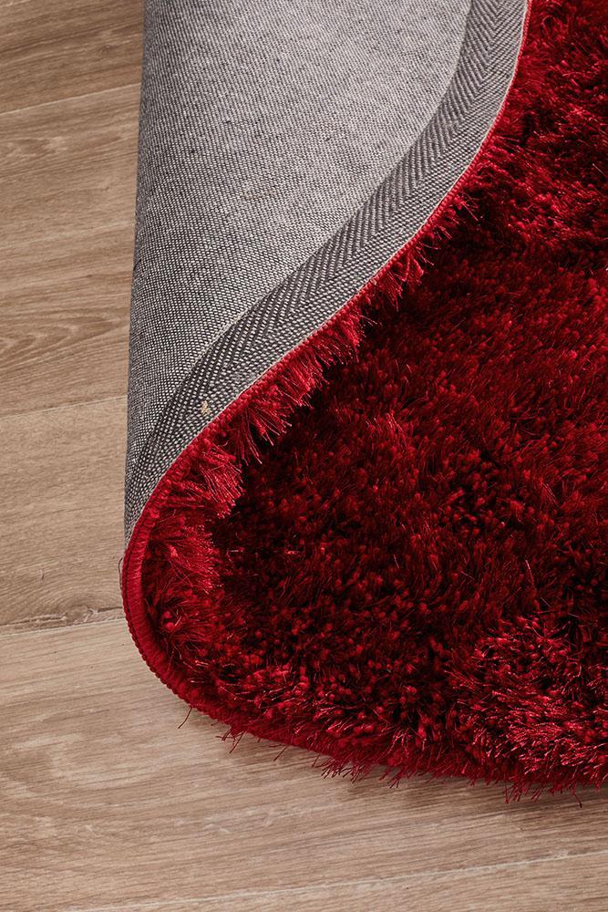 Oslo Round Shag Red Rug