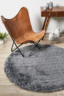 Oslo Round Shag White & Grey Rug