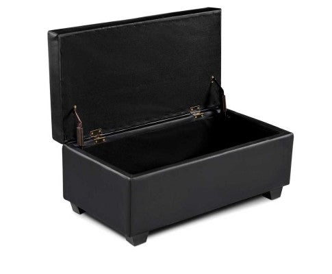 Faux Leather Storage Ottoman Large Black
