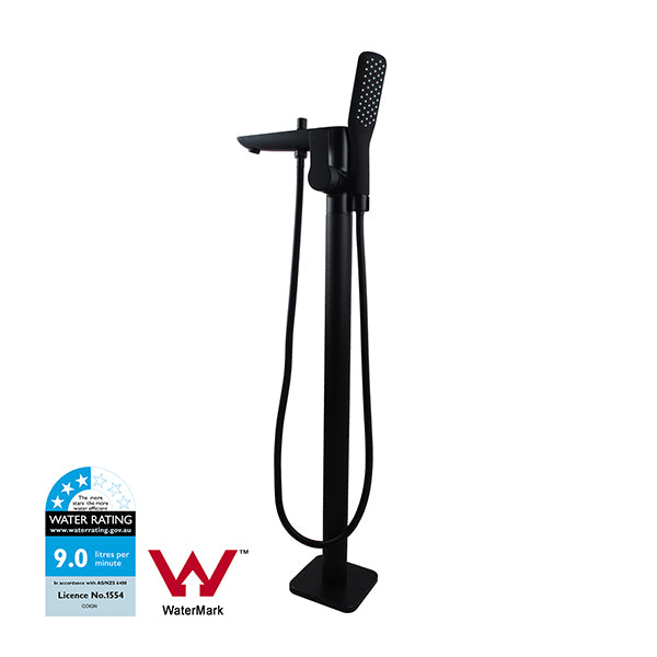 Freestanding Bathtub Mixer With Handheld Shower Spout Floor Mounted