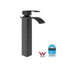 Polly Waterfall Square Matte Black Tall Basin Mixer Tap