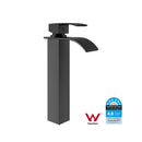 Polly Waterfall Square Matte Black Tall Basin Mixer Tap