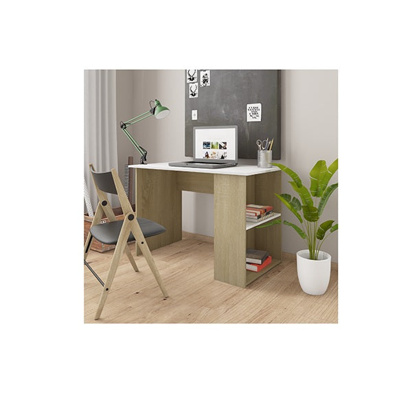 Office Desk White And Sonoma Oak Chipboard