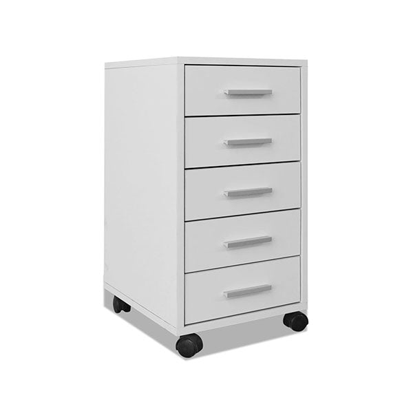 Office Drawer Unit With Castors 5 Drawers White