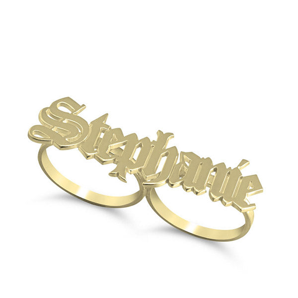 Old English Two Finger Name Ring