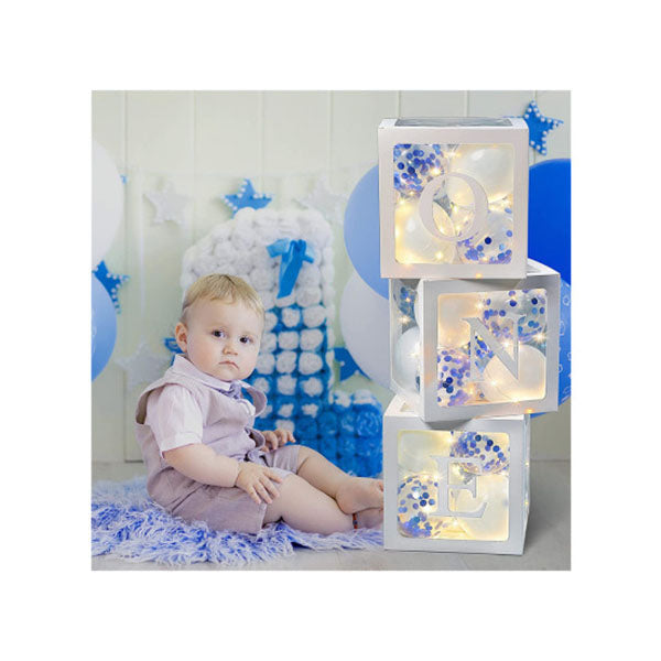 One Balloons Box Clear Gift Boxes Birthday Baby Shower Party