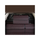 Leather Car Boot Foldable Organizer Box Black With Red Stitch Medium