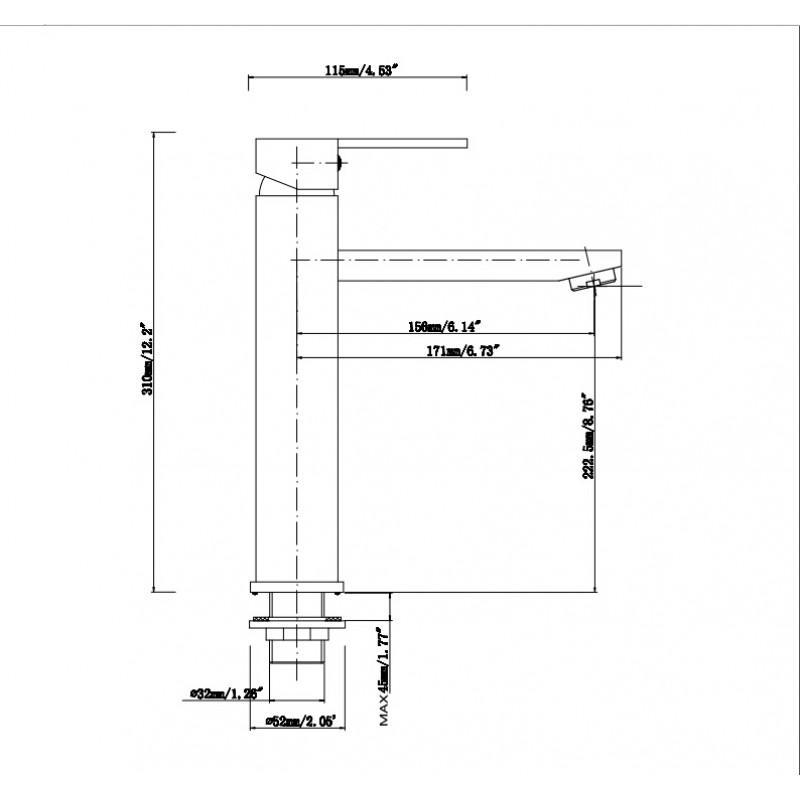 Ottimo Square Chrome Tall Basin Mixer