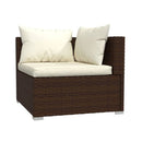 Outdoor 4Pcs Garden Lounge With Cushions Poly Rattan Brown