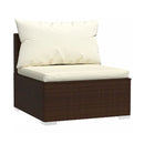 Outdoor 4Pcs Garden Lounge With Cushions Poly Rattan Brown