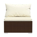 Outdoor 4Pcs Garden Lounge With Cushions Poly Rattan Brown