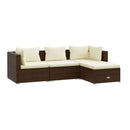 Outdoor 4Pcs Garden Lounge With Cushion Poly Rattan Brown