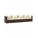 Outdoor 4Pcs Garden Lounge With Cushions Poly Rattan Brown