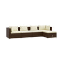 Outdoor 5 Pcs Lounge With Cushion Poly Rattan Brown