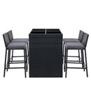 Outdoor Bar Set Rattan Patio Table Chairs Stools 4 Seaters