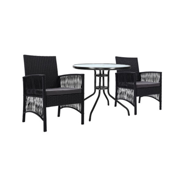 Outdoor Black Furniture Dining Chairs Wicker Garden Patio