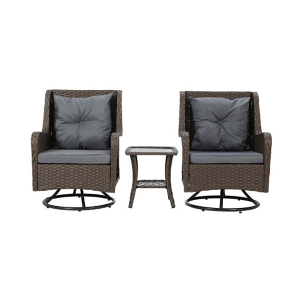 Outdoor Chairs Patio Furniture Lounge 3 Pcs Wicker Swivel Table Bistro