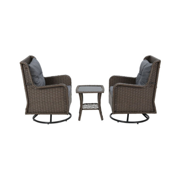 Outdoor Chairs Patio Furniture Lounge 3 Pcs Wicker Swivel Table Bistro