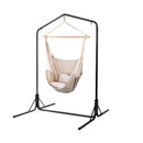 Outdoor Hammock Chair With Stand Hanging Hammock With Pillow Cream