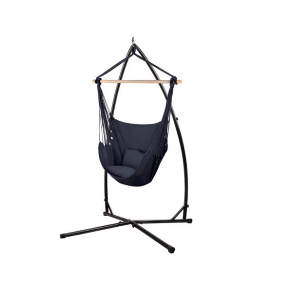 Outdoor Hanging Hammock Chair With Pillow Grey Steel Stand